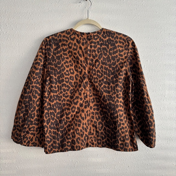 GANNI Leopard PrintCotton Poplin Blouse - Picture 3 of 7